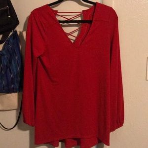 Bright red long blouse